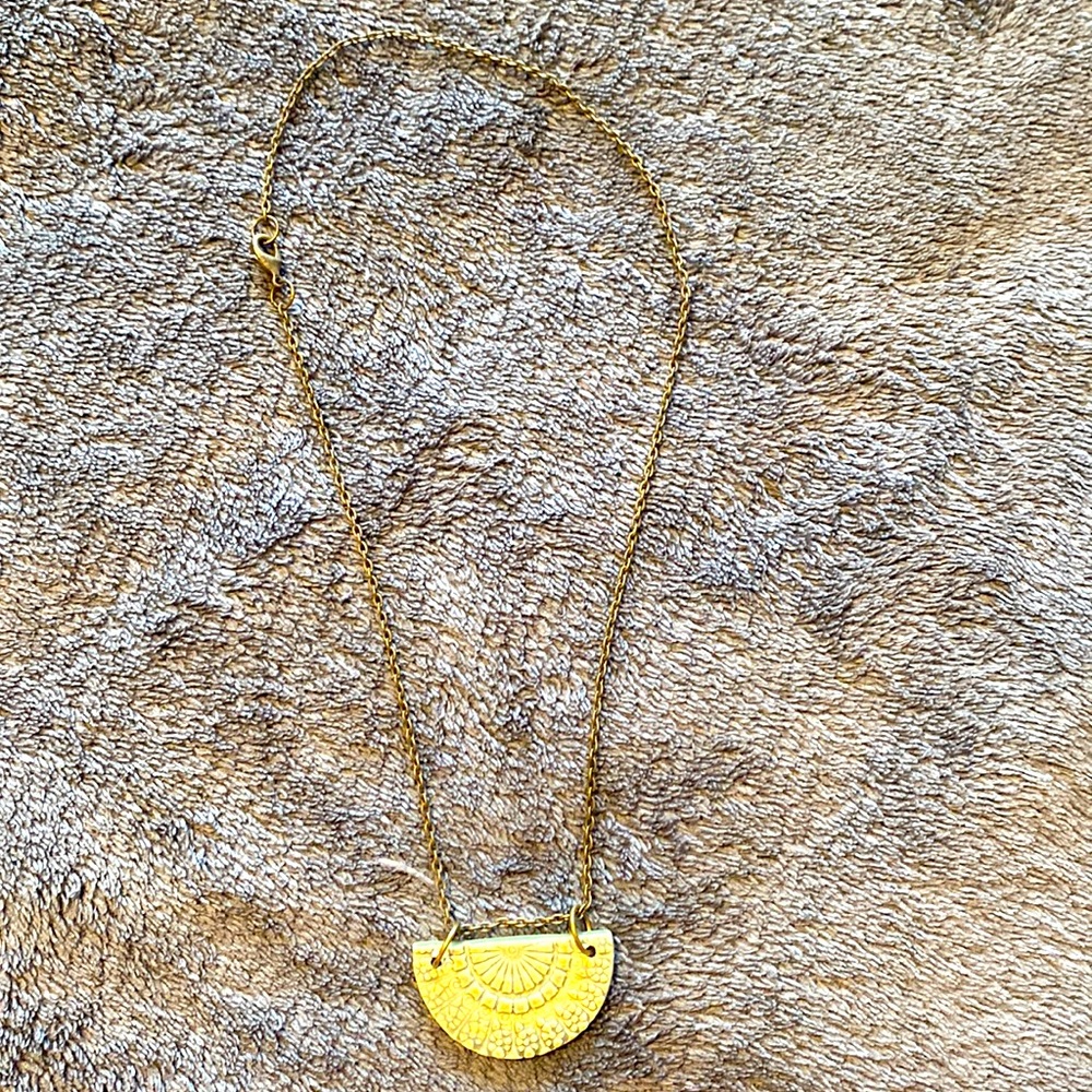 Homemade clay pendant necklace